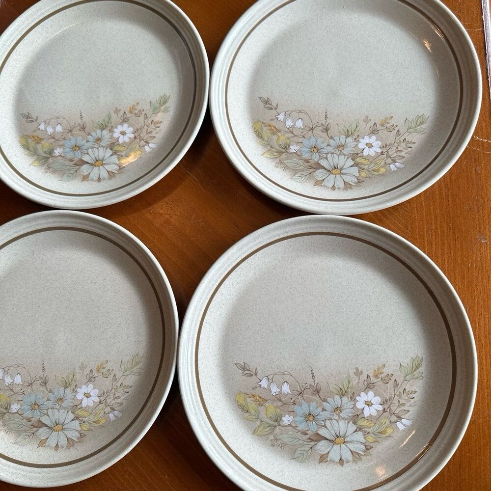 Set of 4 Vintage Floral Dinner Plates 1980s Salad Plate Florinda by Royal Doulto